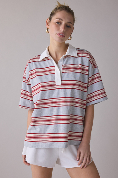 NIA Ronda Oversized Striped Polo Top