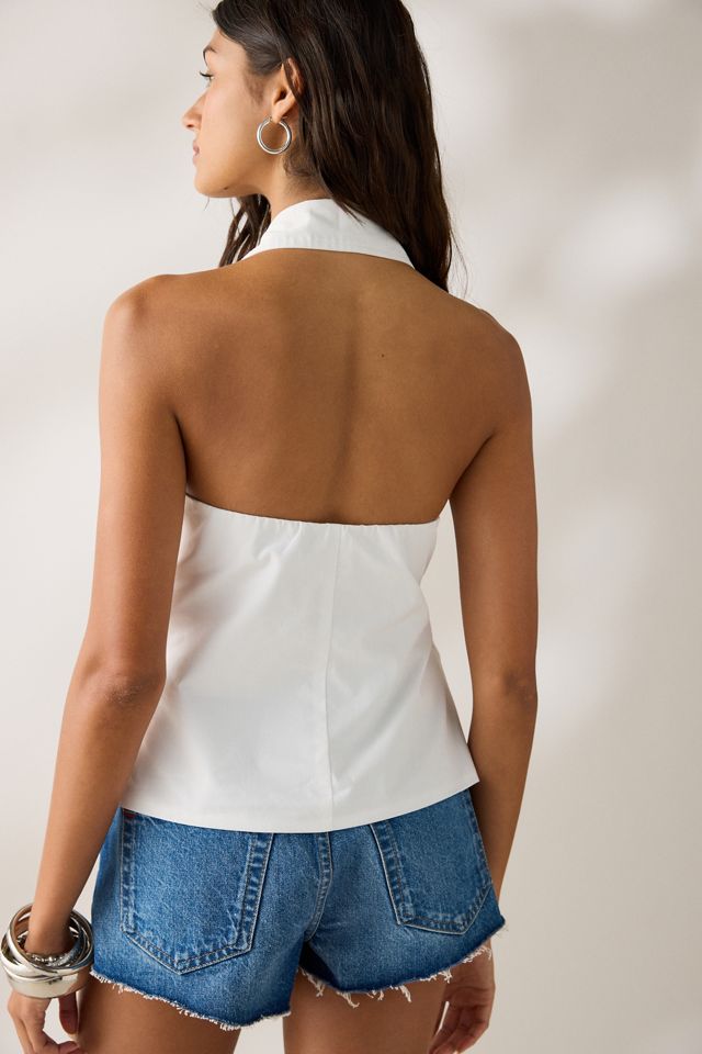 NIA Valle Asymmetric Tie-Front Halter Neck Top #3
