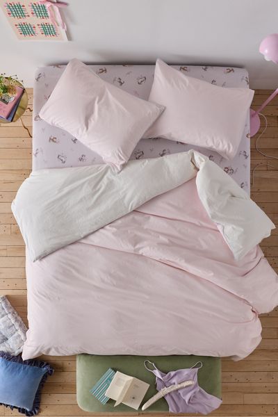Jordan Reversible Piped Edge Cotton Percale Duvet Cover