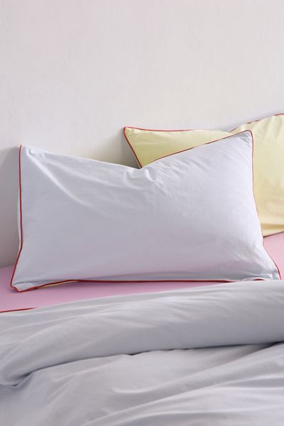 Jordan Reversible Piped Edge Cotton Percale Sham Set