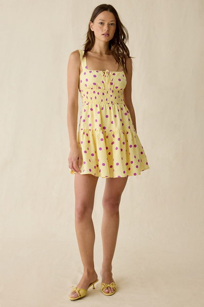 Maude Club Skye Polka Dot Fit-And-Flare Mini Dress | Urban Outfitters