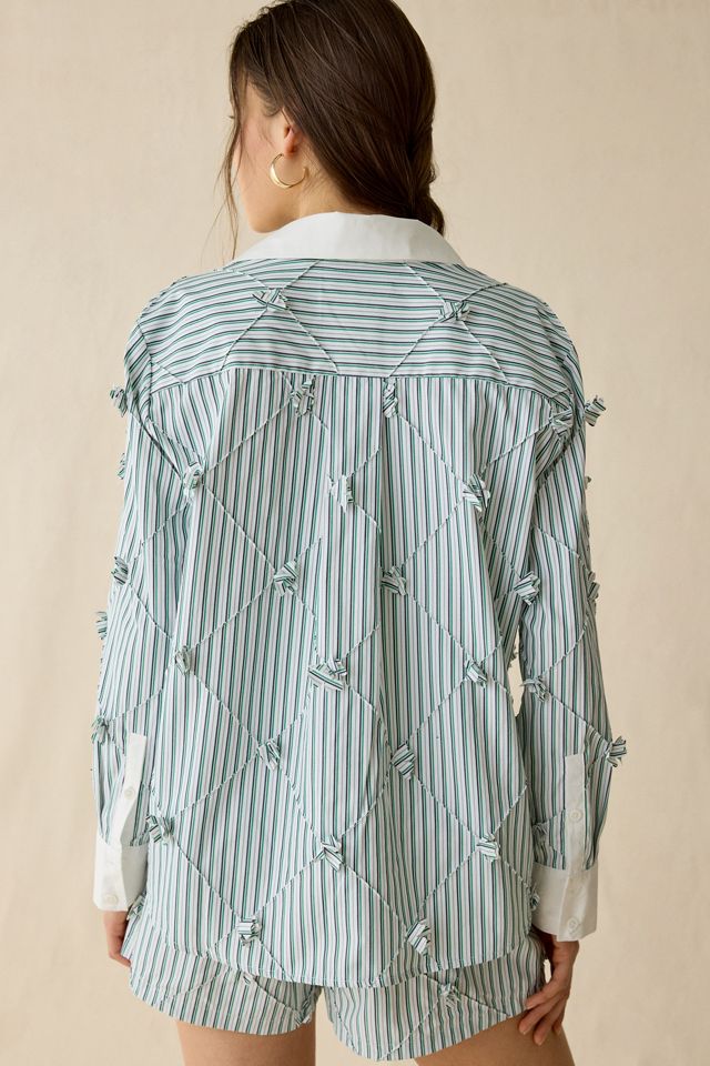 Maude Club Atlas Floral Applique Oversized Button-Down Shirt #1