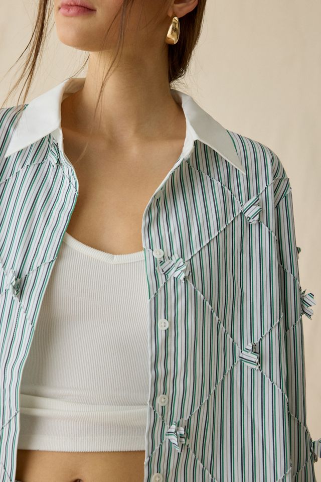 Maude Club Atlas Floral Applique Oversized Button-Down Shirt #2