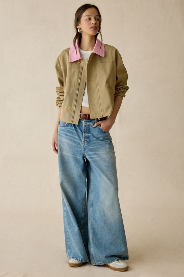 Maude Club Brooke Contrast Collar Cropped Trench Jacket #3