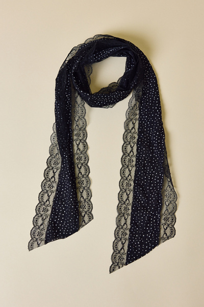 Lace Trim Skinny Wrap Scarf