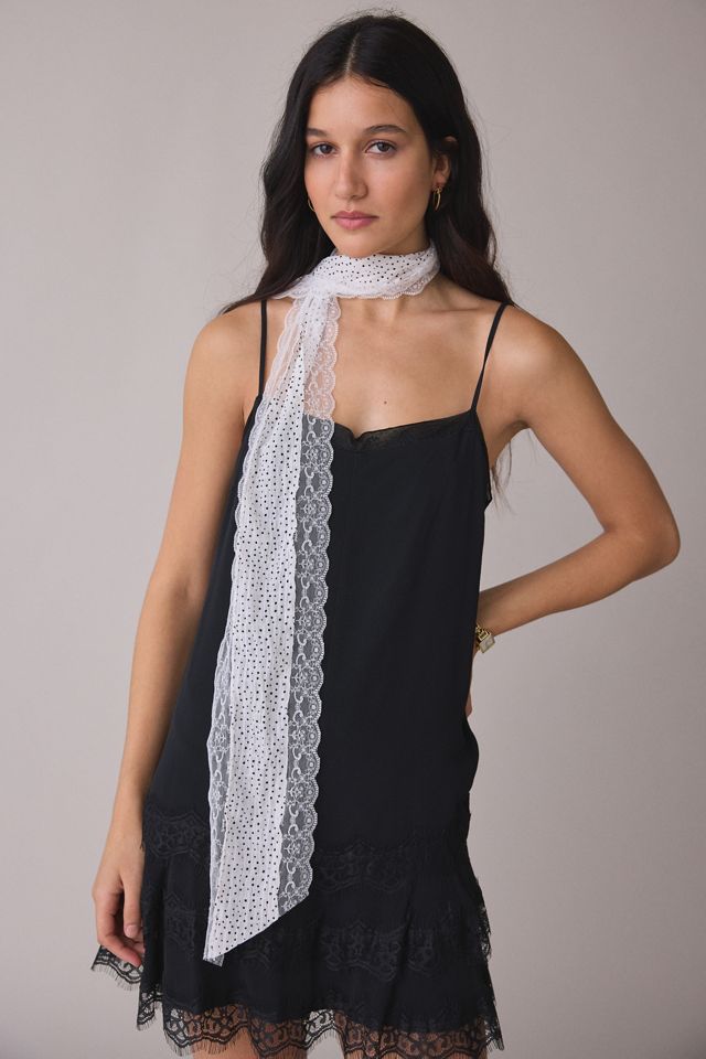 Lace Trim Skinny Wrap Scarf #1