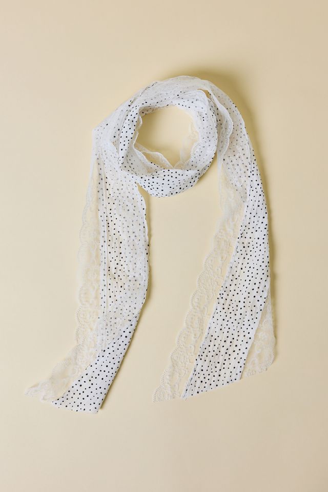 Lace Trim Skinny Wrap Scarf #2