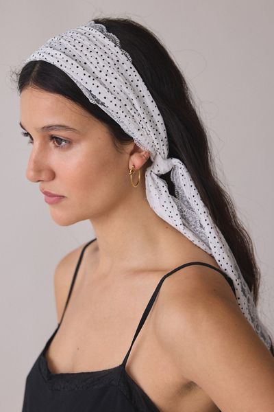 Lace Trim Skinny Wrap Scarf
