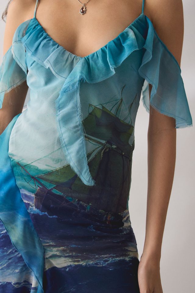Tyler McGillivary Isla Wreckage Asymmetric Ruffle Midi Dress | Urban  Outfitters