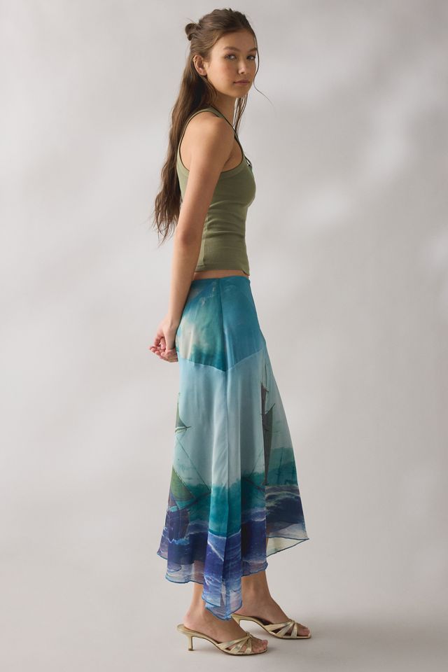 Tyler McGillivary Delphie Wrecked Hanky Hem Asymmetric Midi Skirt #2