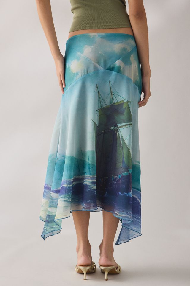 Tyler McGillivary Delphie Wrecked Hanky Hem Asymmetric Midi Skirt #3