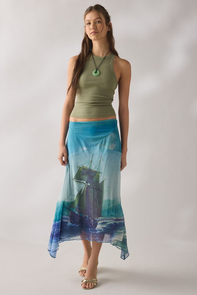 Tyler McGillivary Delphie Wrecked Hanky Hem Asymmetric Midi Skirt #4
