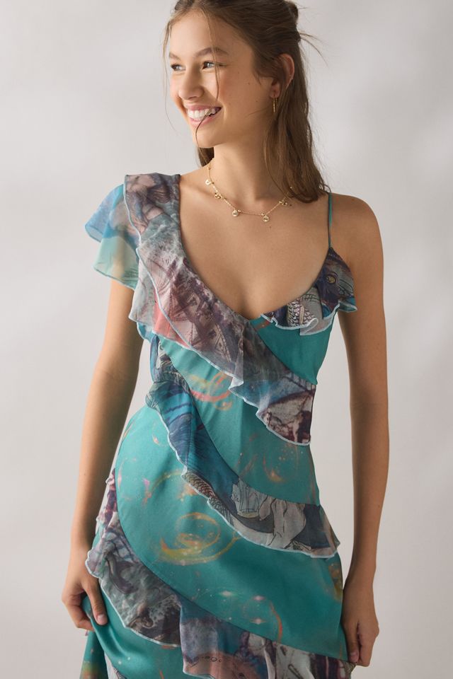 Tyler McGillivary Cordelia Bubble Siren Asymmetric Ruffle Maxi Dress #1