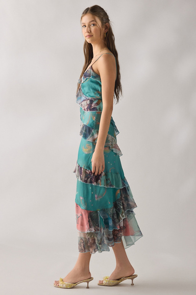 Tyler McGillivary Cordelia Bubble Siren Asymmetric Ruffle Maxi Dress