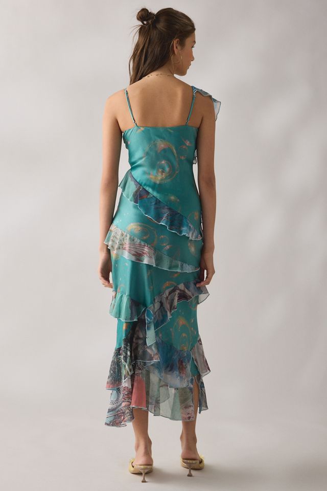 Tyler McGillivary Cordelia Bubble Siren Asymmetric Ruffle Maxi Dress #3