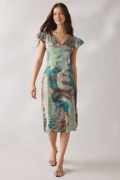 strapless open back dress Morganne Halter Plunge Midi Dress Butter main image 0
