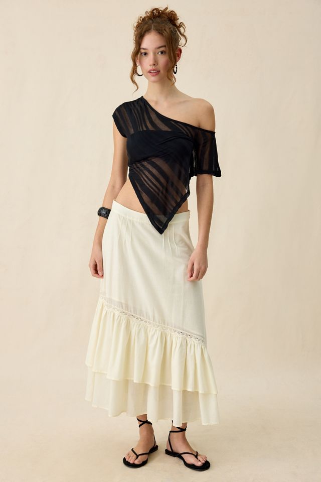 UO Bia Sheer Stripe Asymmetric Off-The-Shoulder Poncho #2