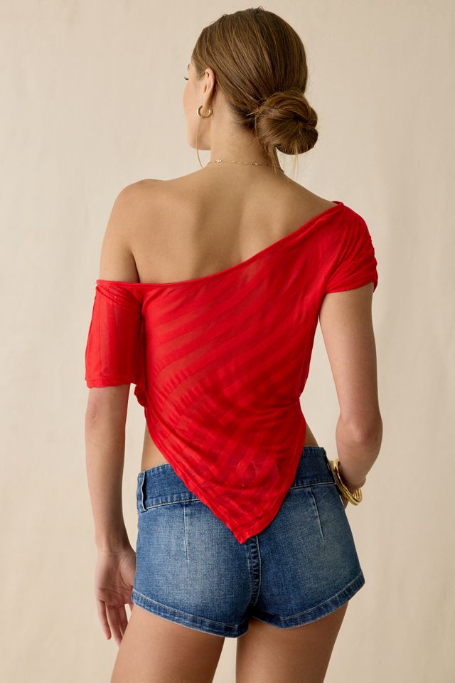 Poncho asymétrique à épaules dénudées à rayures transparentes Bia UO #2