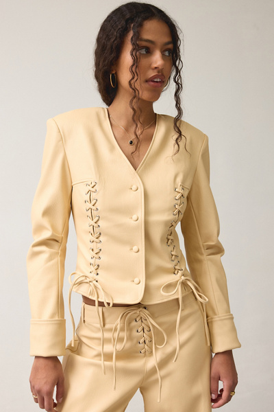 SAEMDI Gia Honey Faux Leather Lace-Up Jacket