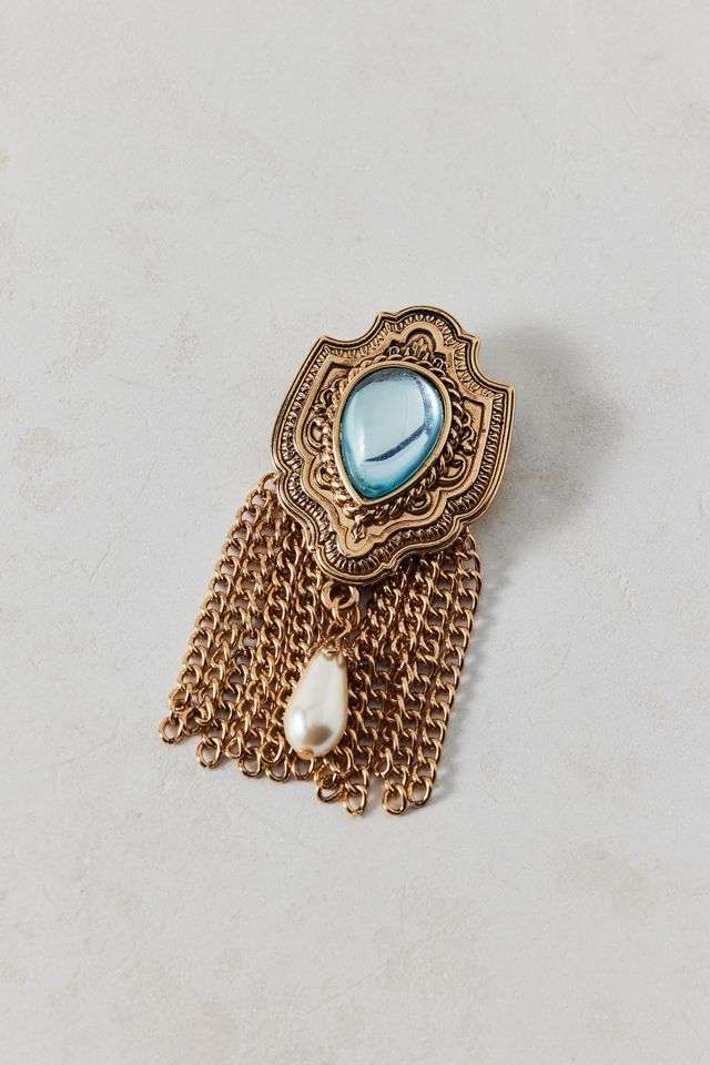 Pearl Charm Antiqued Fringe Pin #1