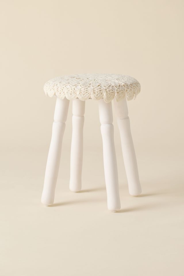 Doily Crochet Cushioned Stool #1