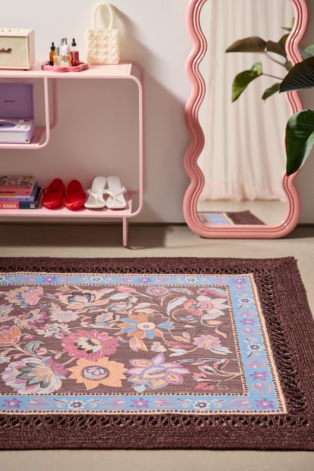 Elowen Floral Printed Woven Rug #1