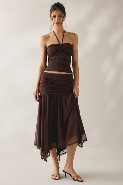 SAEMDI Elva Semi-Sheer Mesh Halter Neck Top