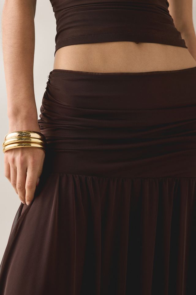SAEMDI Elva Semi-Sheer Mesh Asymmetric Midi Skirt #2