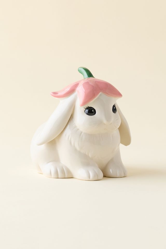 Flower Bunny Sculptural Ceramic Planter #2