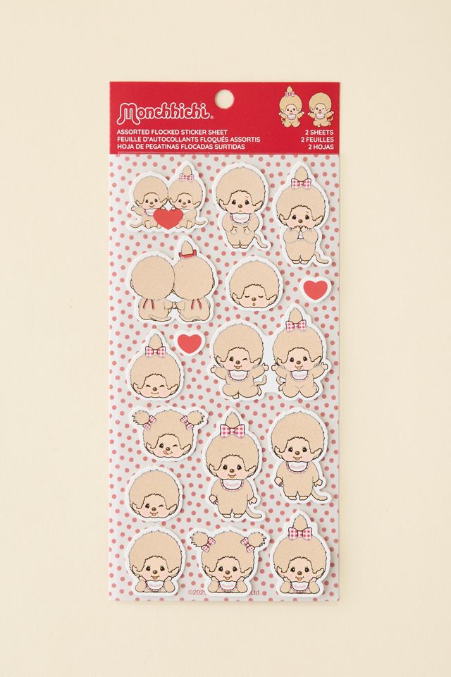 PIPSTICKS Monchhichi Flocked Sticker Sheet | Urban Outfitters