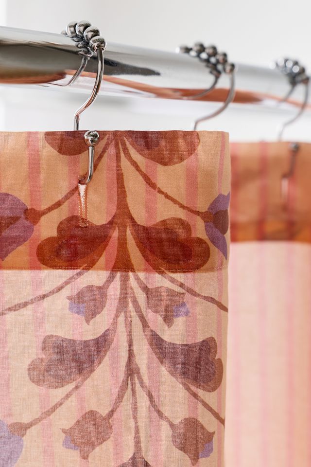 Rideau de douche Arielle à motif floral gravé sur bois #2