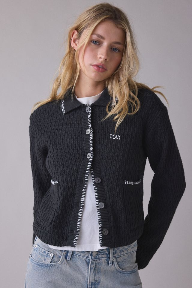 OBEY Amelie Polo Collar Button Down Sweater #1