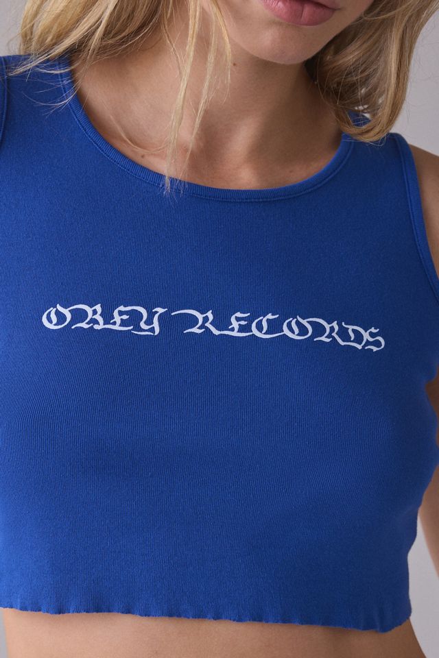 OBEY Old English Graphic Rib Cropped Tank Top #2