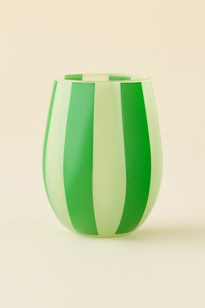 Striped Stemless Wine Glass