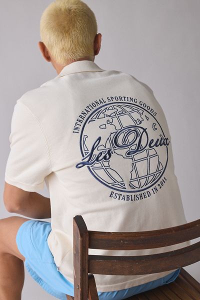 Les Deux Emmett Globe Knit Short Sleeve Shirt