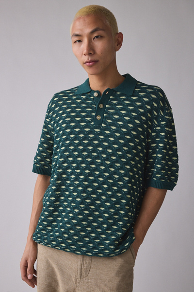 Les Deux Esmay Shell Knit Short Sleeve Polo Shirt | Urban Outfitters