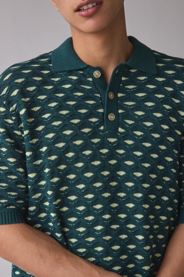 Les Deux Esmay Shell Knit Short Sleeve Polo Shirt | Urban Outfitters