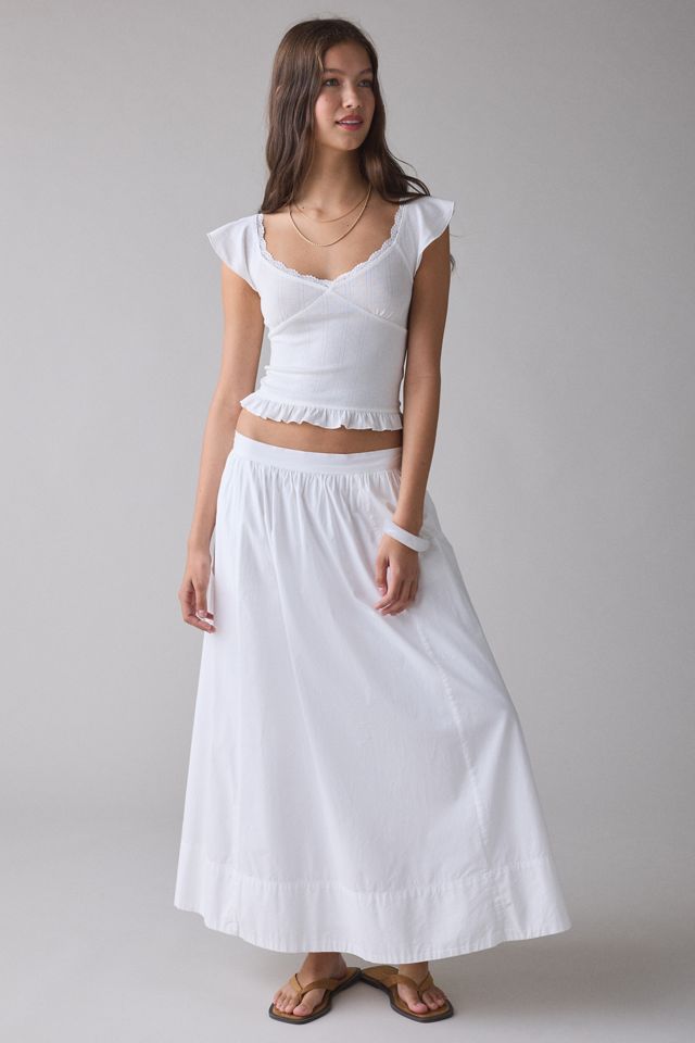 Kimchi Blue Posie Pointelle Knit Lace-Trim Ruffle Top | Urban