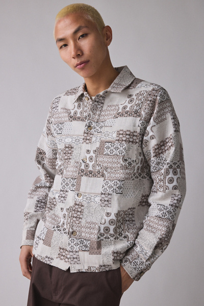 Les Deux Layton Patchwork Pattern Long Sleeve Shirt
