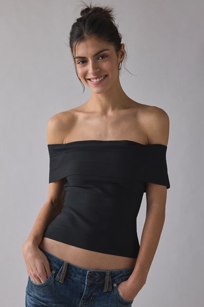 UO Kendall Bandage Foldover Off-The-Shoulder Top