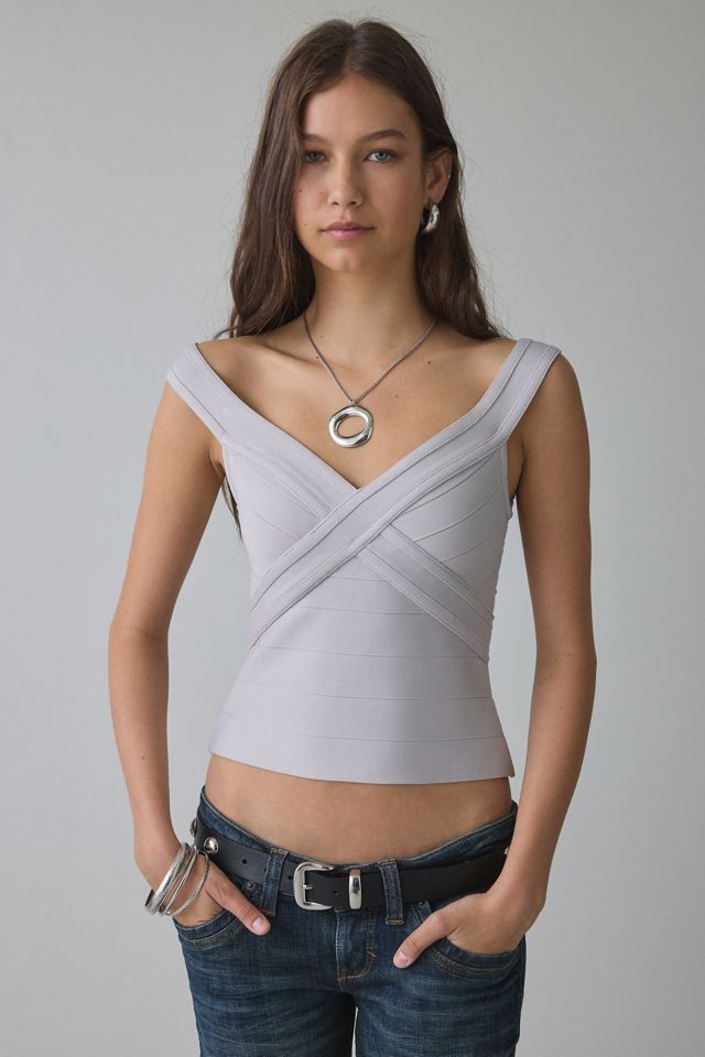 UO Kimmie Bandage Plunging Off-The-Shoulder Top #1