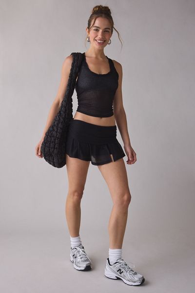 Out From Under Free Spirit Sheer Ribbed Foldover Mini Skort