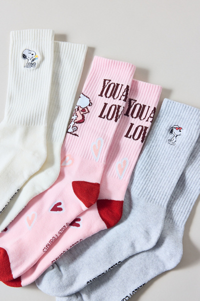 Peanuts Snoopy Valentine's Day Crew Sock 3-Pack