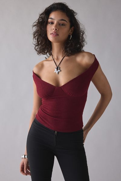 UO Andrina Open Back Off-The-Shoulder Top
