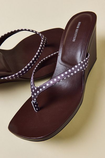 UO Kassie Polka Dot Wedge Thong Sandals