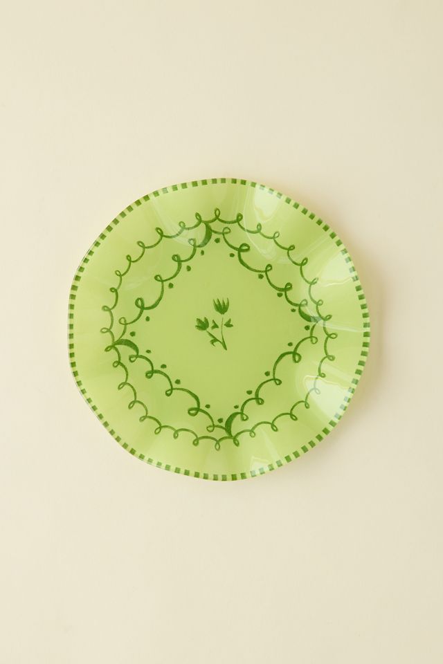 Floral Striped 7-inch Ceramic Dessert Plate #1