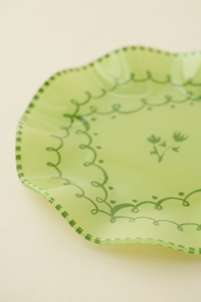 Floral Striped 7-inch Ceramic Dessert Plate #2