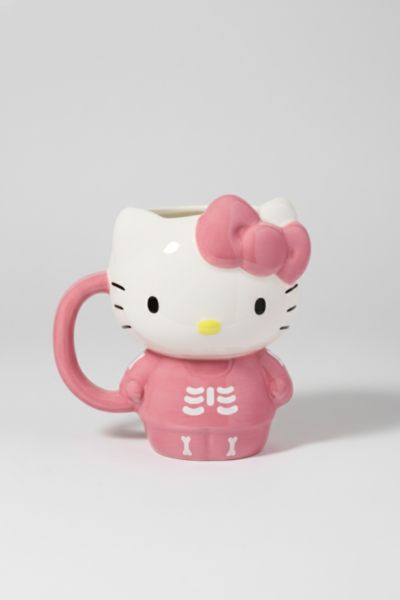 Urban Outfitters Sanrio Hello Kitty Pink Skeleton Ceramic Mug At