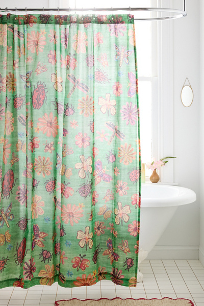 Garden Icons Patterned Shower Curtain in Green at Urban Outfitters