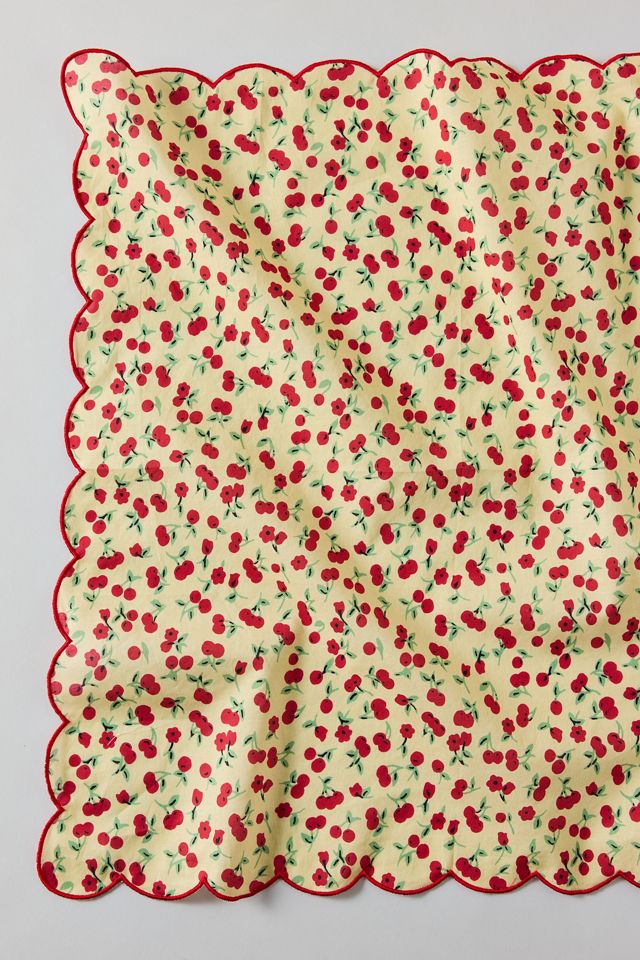 Bandana en coton Cherry Land à bord festonné #1